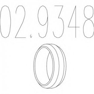 Монтажное кольцо выхлопной системы (D(внутр.) - 45 мм; D(наружн.) - 60 мм; Высота - 14 мм)/ MTS 02.9348 (фото 1)