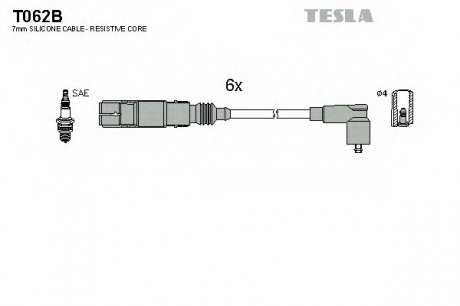Кабель зажигания, к-кт Аналог TES T823 Ford Galaxy 2,8 96-00,VW 2,8 VR6 92-00/ TESLA T062B