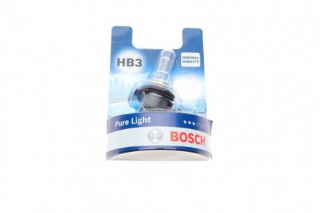 Лампа розжарювання HB3 12V 60W P20d PURE LIGHT 1шт. blister BOSCH 1 987 301 062