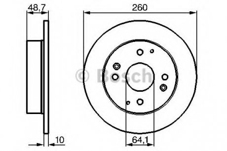 Тормозной диск задний HONDA Accord; ROVER 620/623 93- (260*10) 0 986 478 172 BOSCH 0986478172 (фото 1)