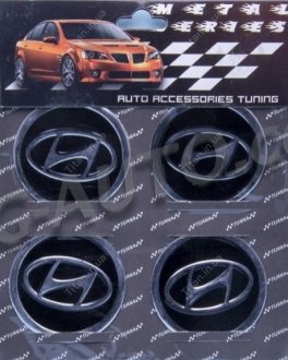 Наклейка на колесный диск колпак d 60 мм Hyundai черная (4шт) Sahler SAK 06 Hyundai (фото 1)