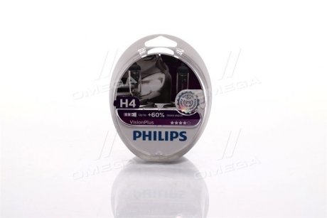 Лампа розжарювання H4VisionPlus12V 60/55W P43t-38 PHILIPS 12342VPS2 (фото 1)