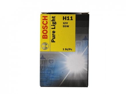 Лампа накаливания H11 12V 55W PGJ19-2 PURE LIGHT BOSCH 1 987 302 084 (фото 1)