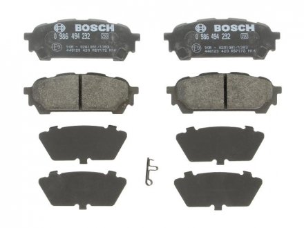 Гальмівні колодки дискові Subaru Forester 02-07 0 986 494 232 BOSCH 0986494232 (фото 1)