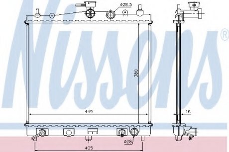 Радиатор NS MICRA/MARCH K12(02-)1.2 i 16V(+)[OE 21460-AX800]/ NISSENS 68700A (фото 1)