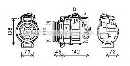 Компресор кондиціонера MERCEDES C-CLASS W203 00- (AVA) AVA COOLING MSAK613 (фото 1)