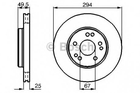 Тормозной диск передний DB W124, W461(G-klasse) 0 986 478 428 BOSCH 0986478428 (фото 1)