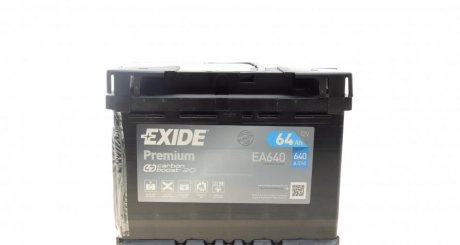 Акумулятор 64Ah-12v PREMIUM (242х175х190),R,EN640 EXIDE EA640 (фото 1)
