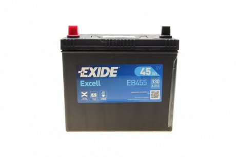 Акумулятор 45Ah-12v EXCELL (234х127х220),L,EN330 EXIDE EB455 (фото 1)
