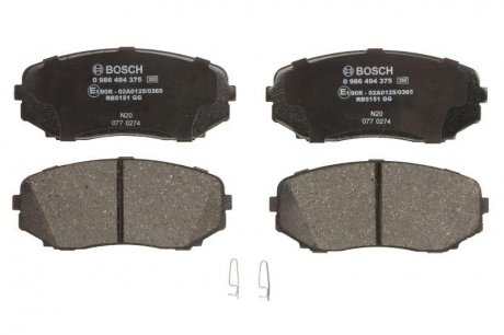 Комплект тормозных колодок, дисковый тормоз/ BOSCH 0 986 494 375 (фото 1)