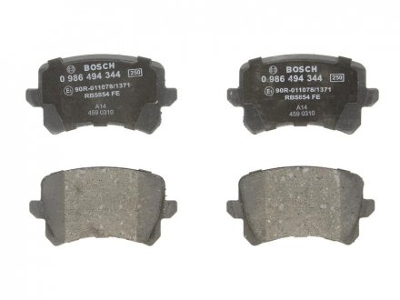 Комплект тормозных колодок, дисковый тормоз/ BOSCH 0 986 494 344 (фото 1)