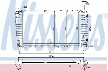 Радиатор FD USA TAURUS(86-)3.8(+)[OE E6DH8005EC]/ NISSENS 62065