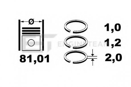 Комплект поршневих кілець на поршень/ ET ENGINETEAM R1005700 (фото 1)