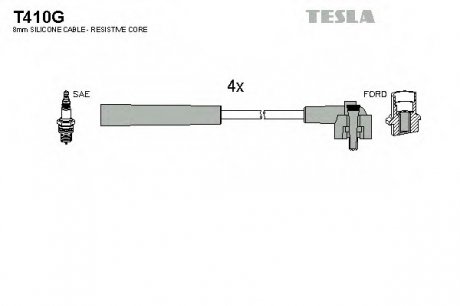 Кабель запалювання, к-кт Ford 85- 1,1;1,3/ TESLA T410G (фото 1)