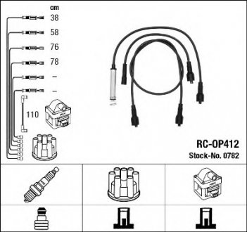 Комплект високовольтних проводів / RC-OP412 NGK 0782 (фото 1)