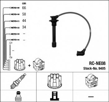 Комплект высоковольтных проводов / RC-NE08 NGK 9405 (фото 1)