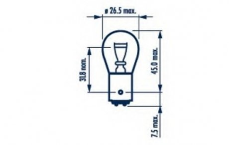 Лампа A 24V 21+4W зміщений цоколь NARVA 17882 (фото 1)