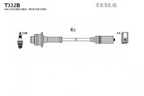 Кабель запалювання, к-кт / TESLA T332B