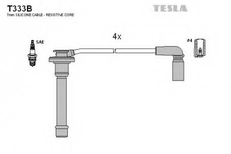 Кабель запалювання, к-кт / TESLA T333B