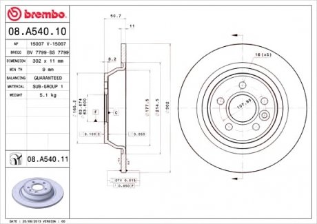 Тормозной диск BM BREMBO 08.A540.10