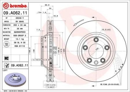 Диск гальмівний/ BREMBO 09.A062.11 (фото 1)