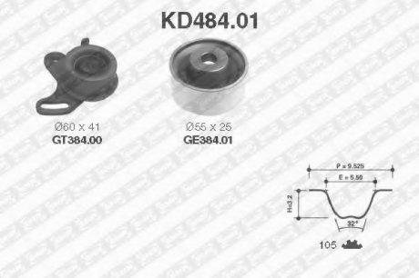 Рем. Комплект ГРМ: ремінь + ролики NTN SNR SNR SNR NTN KD484.01