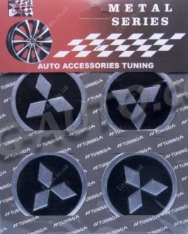 Наклейка на колесный диск колпак d 60 мм Mitsubishi черная (4шт) Sahler SAK 06 Mitsubishi (фото 1)