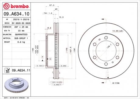 Тормозной диск BM BREMBO 09.A634.10 (фото 1)