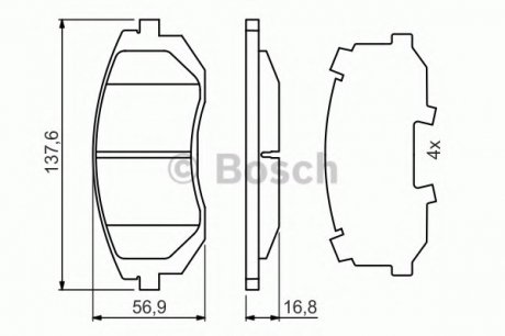 Колодки тормозные дисковые, к-кт. BOSCH 0 986 494 653