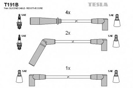 Кабель запалювання, к-кт TESLA T191B