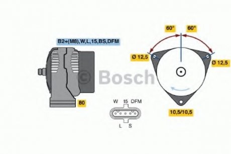 Генератор MB709-814/Vario OM904 96> BOSCH 0 124 555 032 (фото 1)