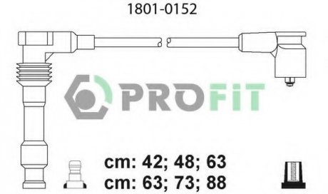 Комплект кабелей высоковольтных PROFIT 1801-0152