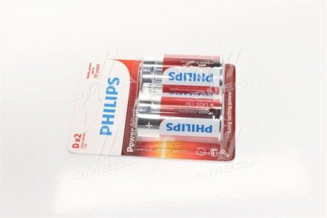 Батарейки циліндричні, лужні POWER ALKALINE D PHILIPS LR20P2B/10 (фото 1)