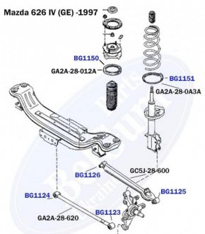 Сайлентблок важеля (задній/зовнішній)) Mazda 626 92-97 31.5x14x41/31) PARTS BELGUM BG1123 (фото 1)