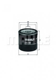 Фильтр масляный Opel benzin 85- (без упаковки) MAHLE / KNECHT OC 90 OF (фото 1)