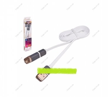 Кабель PULSO USB - Micro USB/Apple 1m white (плоский) CP-002W (500) (фото 1)