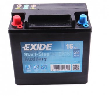 Аккумуляторная батарея 15Ah/200A (150x90x145) (Start-Stop/вспомогательная) EXIDE EK151