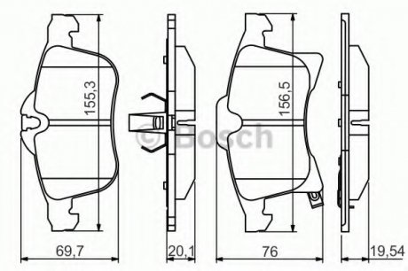 Комплект тормозных колодок, дисковый тормоз BOSCH 0 986 494 513 (фото 1)