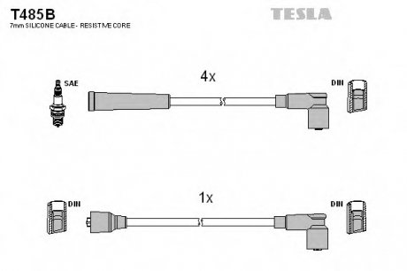 Кабель запалювання, к-кт TESLA T485B