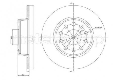 Диск тормозной (задний) VW Caddy 03- (272x10) Metelli 23-1248C (фото 1)