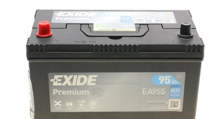 Аккумуляторная батарея 95Ah/800A (306x173x222) Premium (прямая полярность +L) Азия EXIDE EA955 (фото 1)