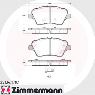 Колодки тормозные дисковые ZIMMERMANN 25134.170.1 (фото 1)