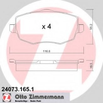 Колодки тормозные дисковые ZIMMERMANN 24073.165.1