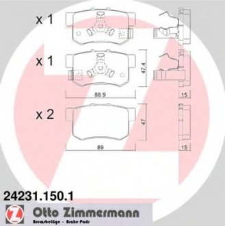 Колодки тормозные дисковые ZIMMERMANN 24231.150.1 (фото 1)