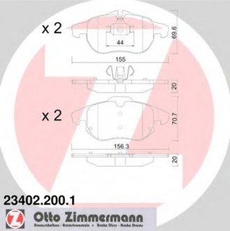 Гальмівні колодки дискові перед. Opel Signum/Vectra C 1.8/1.9Cdti ZIMMERMANN 23402.200.1 (фото 1)
