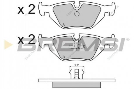 Колодки гальмівні задні BMW 3(E36, E46)/5(E34)/7(E32) 86-06 (ATE) (123x43,6x16,7) BREMSI BP2498