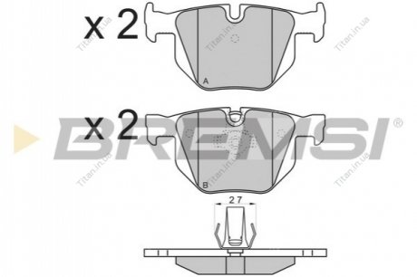 Колодки тормозные задние BMW 3(E90)/5(E60) (ATE) (122x58,2x17) BREMSI BP3173 (фото 1)