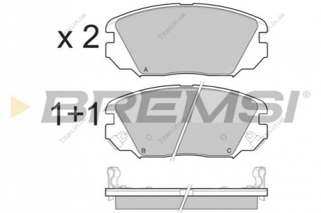Колодки тормозные передние Hyundai Tucson 04-10 (mando) (131,5x60,2x17,5) BREMSI BP3401 (фото 1)
