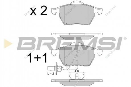 Тормозные колодки перед Passat B5/Audi A4/A6 00-05 BREMSI BP2816 (фото 1)