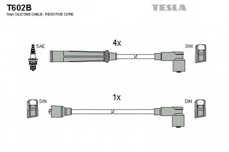 Комплект высоковольтных проводов TESLA T602B